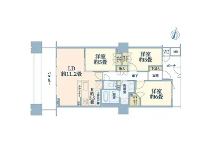 レジデンス・ザ・武蔵小杉(3LDK/5階)の間取り写真