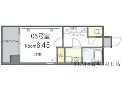 ウエンズ東心斎橋(1K/8階)の間取り写真