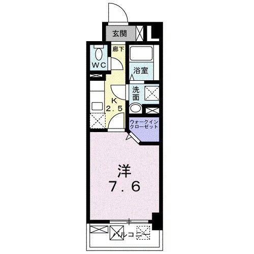 LINO(1K/4階)の間取り写真