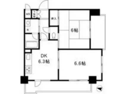 西川口パインマンション(2DK/6階)の間取り写真