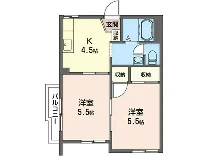 パールハイム(2K/2階)の間取り写真