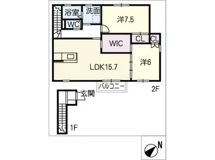 ハイコーポオータニ B(2LDK/2階)の間取り写真