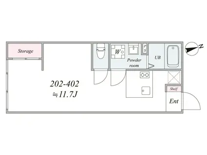 THE TRIAS296(1DK/2階)の間取り写真