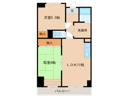 パークサイド酒庄(2LDK/2階)の間取り写真