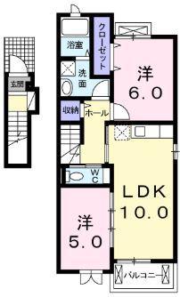 クオーレC(2LDK/2階)の間取り写真