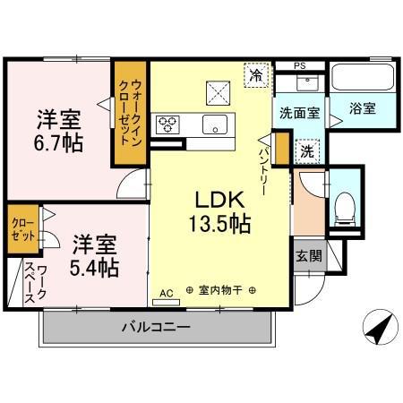 ルミナーレ・アイ N棟(2LDK/1階)の間取り写真