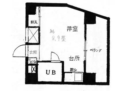 青葉台Aハウス(ワンルーム/7階)の間取り写真
