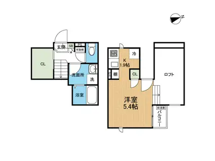 CB近見レーベン(1K/2階)の間取り写真