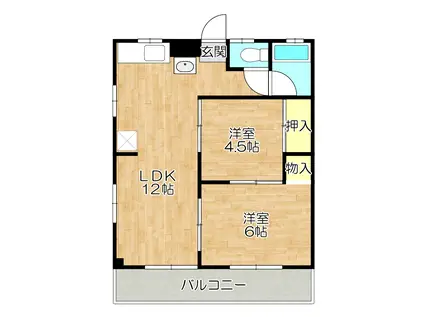 ビューラー穴見(2LDK/1階)の間取り写真