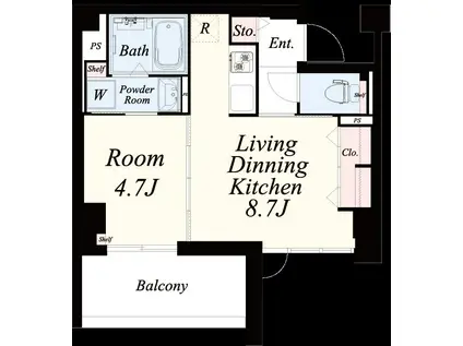 ヴァン ド メール唐人(1LDK/7階)の間取り写真