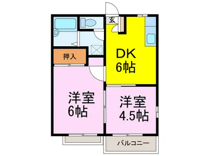 コンシェルジュ南(2K/2階)の間取り写真