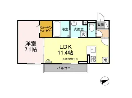 DーROOM新庄町(1LDK/2階)の間取り写真