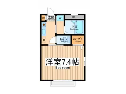 ウエストハウス(1K/2階)の間取り写真