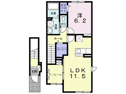 コンフォーティア船岡(1LDK/2階)の間取り写真