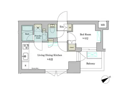 BRILLIA IST 門前仲町(1LDK/4階)の間取り写真