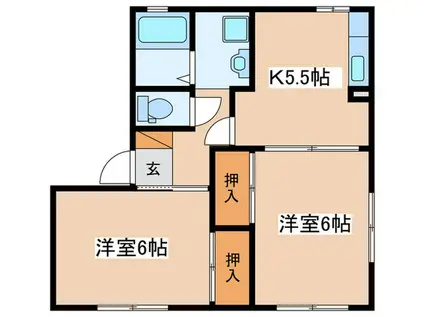 齋藤ハイツA(2K/1階)の間取り写真