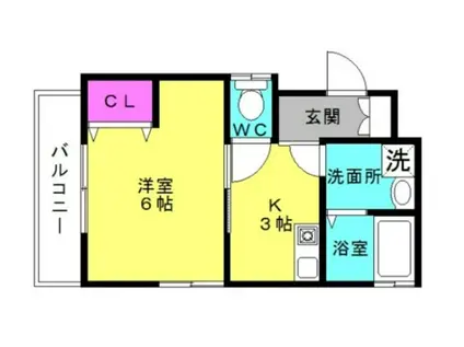 トラスティ本町2(1K/1階)の間取り写真