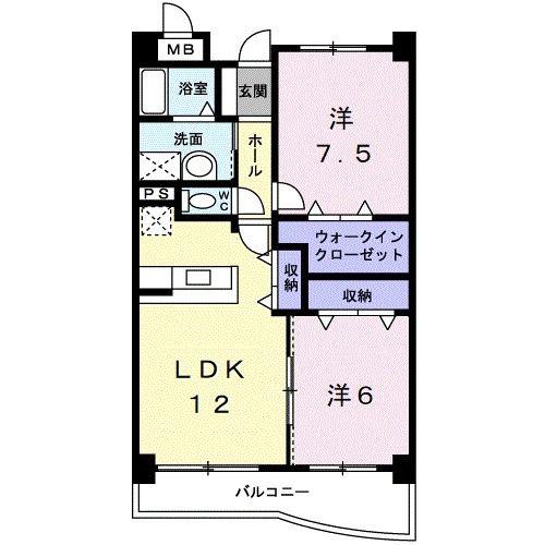 アズゥール(2LDK/3階)の間取り写真