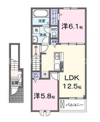 フリーデ・M(2LDK/2階)の間取り写真