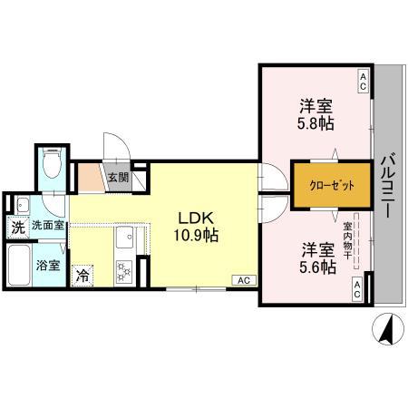 セレスティア上十条(2LDK/2階)の間取り写真