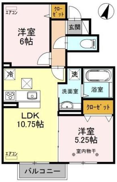 エクレール(2LDK/2階)の間取り写真