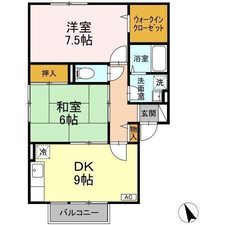 ウィステリアM棟(2DK/2階)の間取り写真