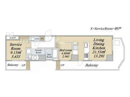 クレストコート旗の台(1SLDK/1階)の間取り写真