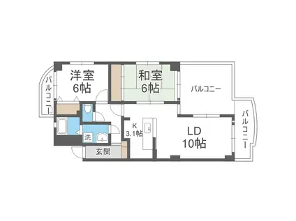 サンシティ花畑(3LDK/3階)の間取り写真