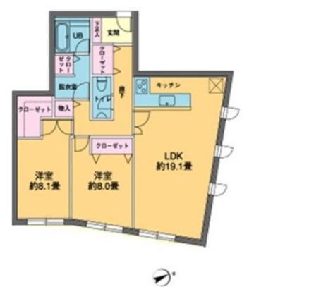 カスタリア西麻布霞町(2LDK/1階)の間取り写真