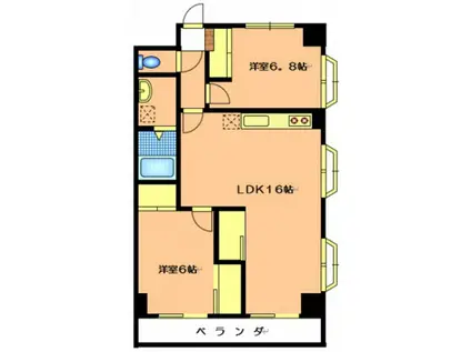 グランシャリオ(2LDK/7階)の間取り写真