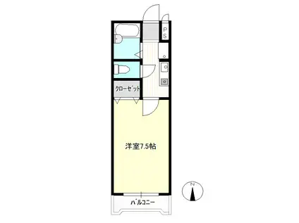 ウエストヒルズ野田C(1K/4階)の間取り写真