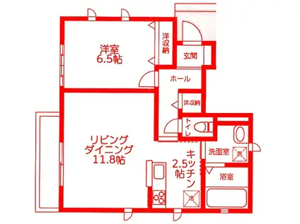 グロースラヴィーンII番館(1LDK/1階)の間取り写真