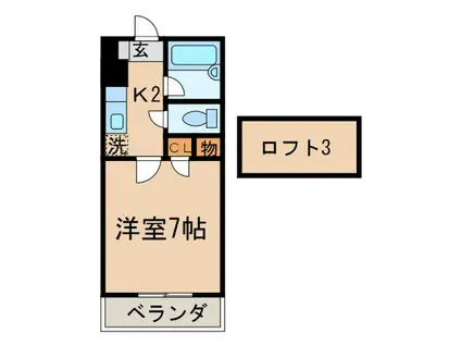 コンドミニアム医生ケ丘I(1K/2階)の間取り写真