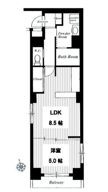 スカイコート銀座東第2(1LDK/2階)の間取り写真