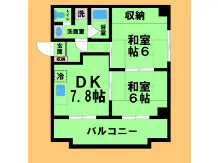 ホワイトハイツ(2DK/2階)の間取り写真