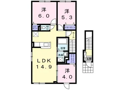 ピアチェーレ明日風 II(3LDK/2階)の間取り写真