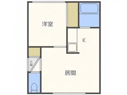 アイアール北円山II(1LDK/4階)の間取り写真
