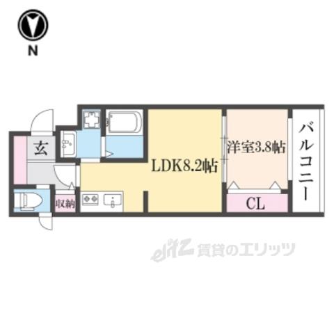 MJC京都西大路Ⅱ(1LDK/1階)の間取り写真