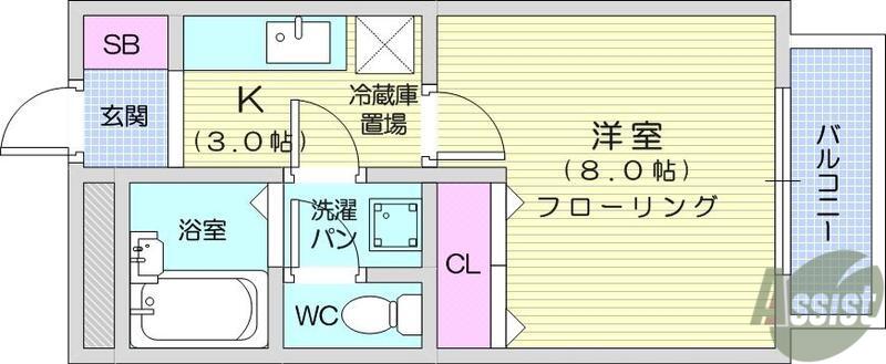 コーポライフながまち(1K/2階)の間取り写真