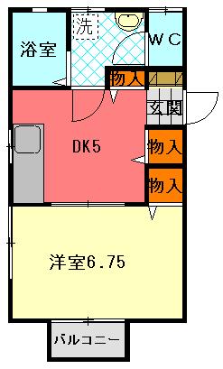 コーポ菊地B(1DK/2階)の間取り写真