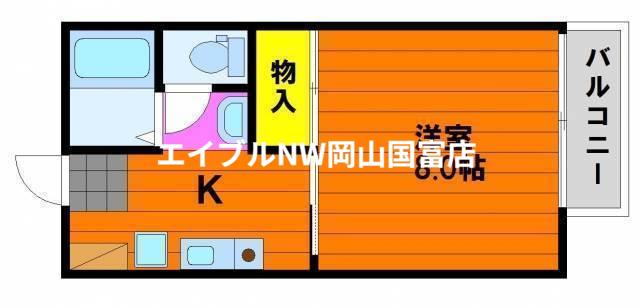 ジョイハウスサクラダ邑久(1K/1階)の間取り写真