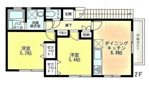 ベイフラワー(2LDK/2階)の間取り写真