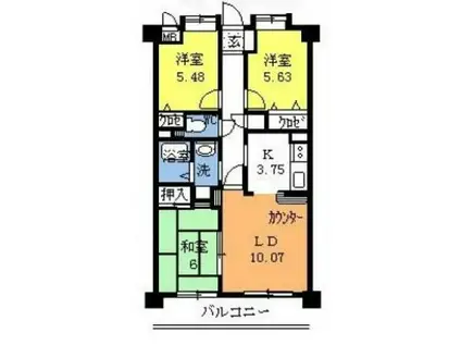 アスピシャス(3LDK/1階)の間取り写真