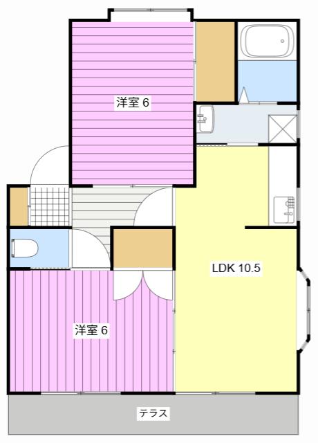 メゾンプレーリーB(2LDK/1階)の間取り写真