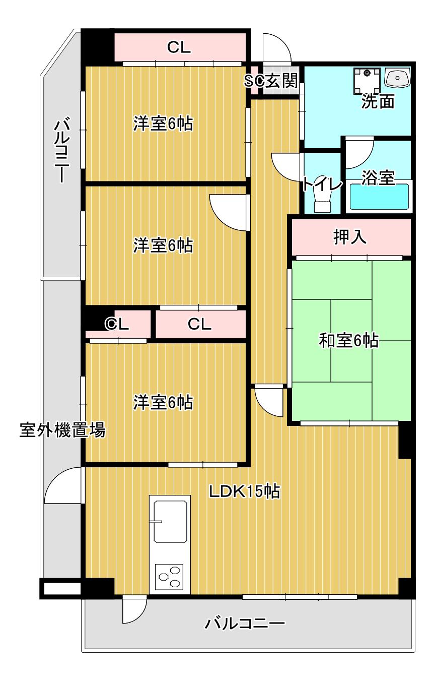 ファミリールD(4LDK/5階)の間取り写真