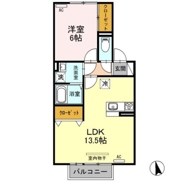 リーブワン(1LDK/2階)の間取り写真