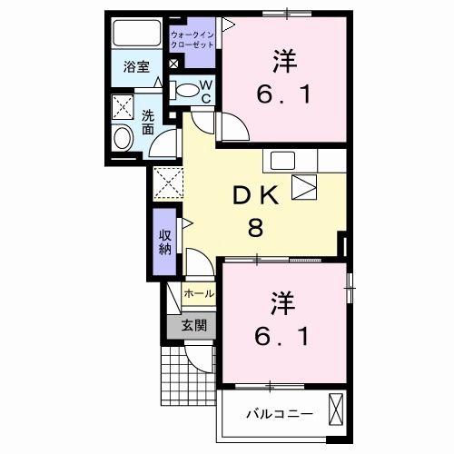 ドリームサイド光 I(2DK/1階)の間取り写真