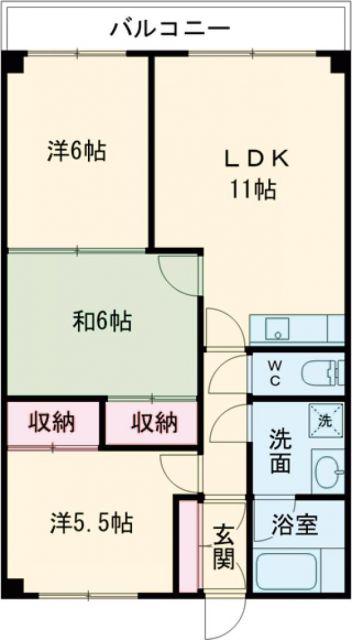 第1シャトウはまなす(3LDK/4階)の間取り写真