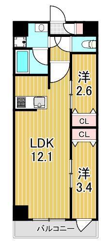 アルファコート梅島(2LDK/5階)の間取り写真