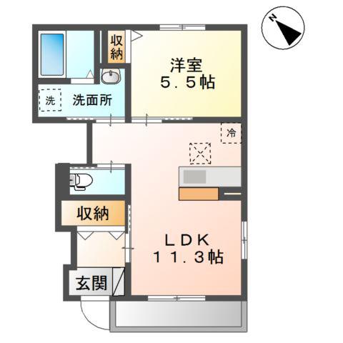 グレイスコート(1LDK/1階)の間取り写真